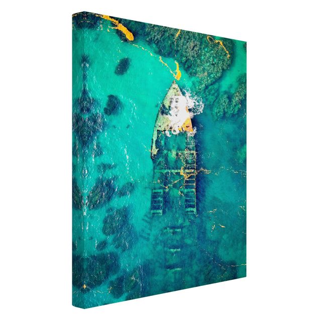 Canvas print - Top View Ship Wreck In The Ocean