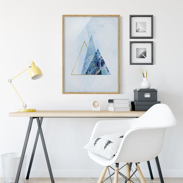 Framed poster - Geometry In Blue And Gold II