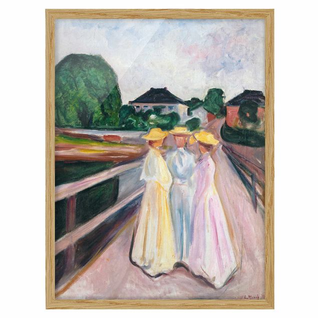 Framed poster - Edvard Munch - Three Girls on the Bridge