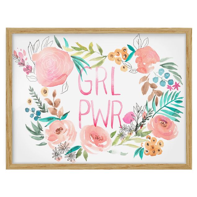 Framed poster - Pink Flowers - Girl Power