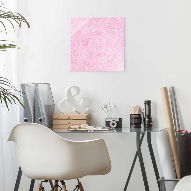 Glass print - Pattern Mandala Light Pink