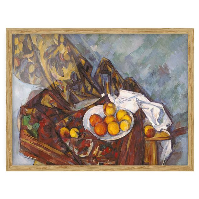 Framed poster - Paul Cézanne - Still Life, Flower Curtain, And Fruits