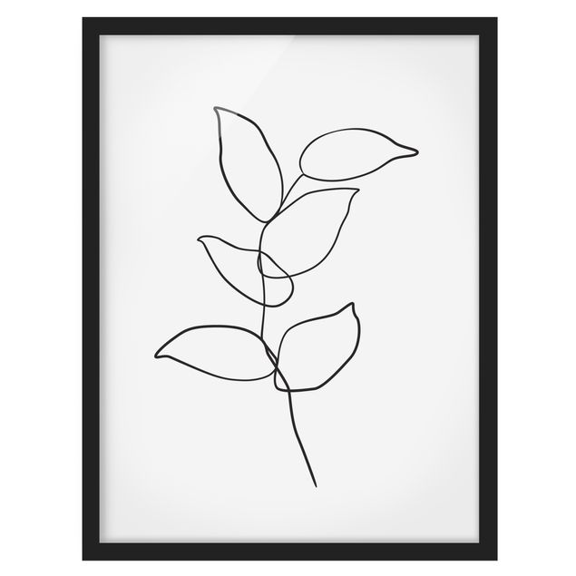 Framed poster - Line Art Branch Black And White
