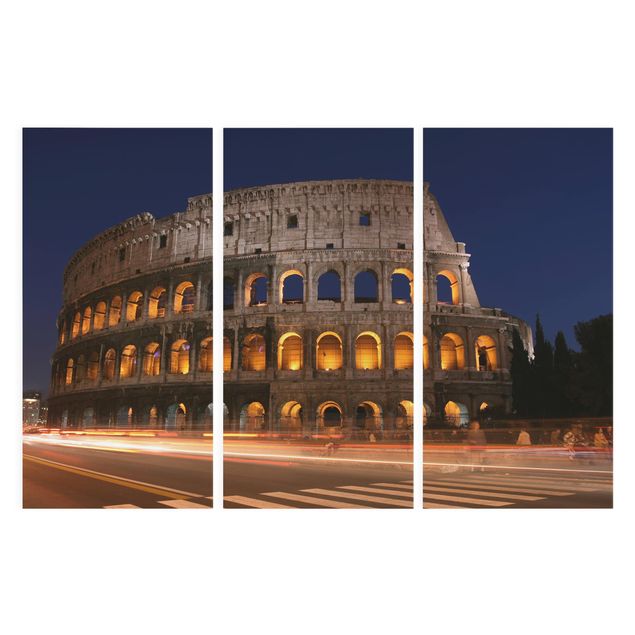 Print on canvas 3 parts - Colosseum in Rome at night
