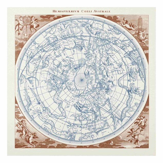 Glass print - Vintage Star Map Southern Hemissphere
