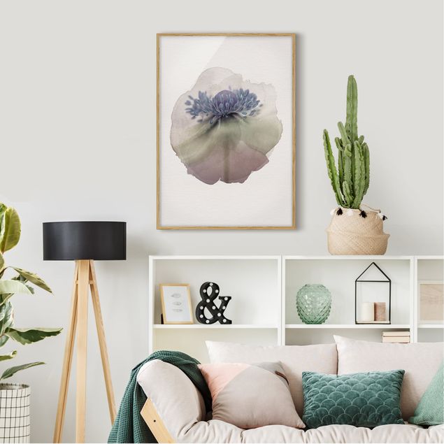 Framed poster - WaterColours - Anemone In Violet