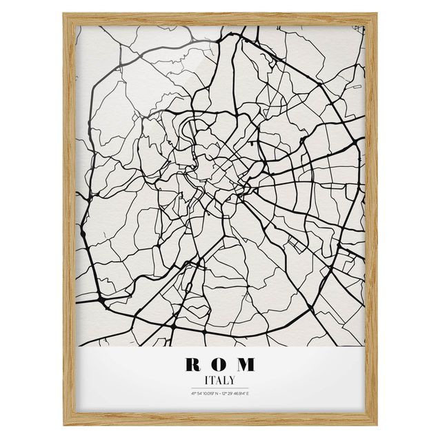 Framed poster - Rome City Map - Classical