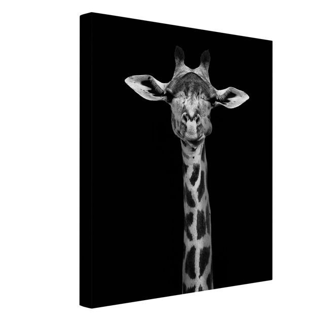 Print on canvas - Dark Giraffe Portrait
