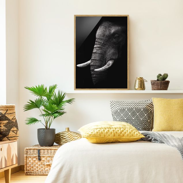 Framed poster - Dark Elephant Portrait