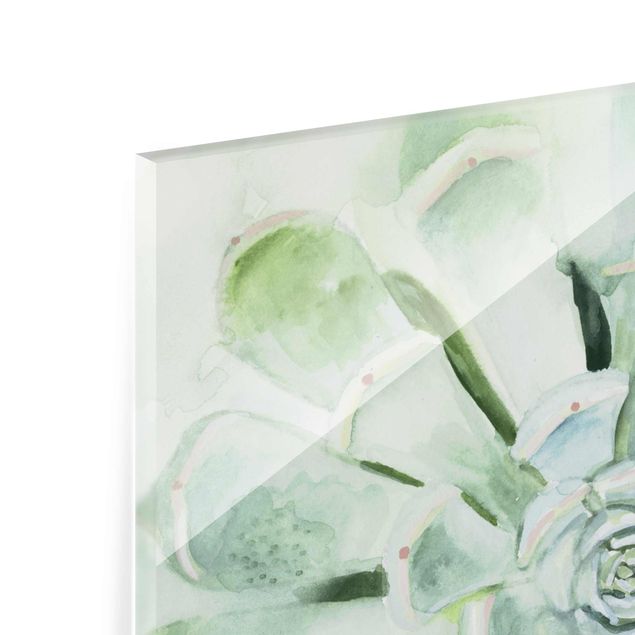 Glass print - Succulent Plant Watercolour Light Coloured