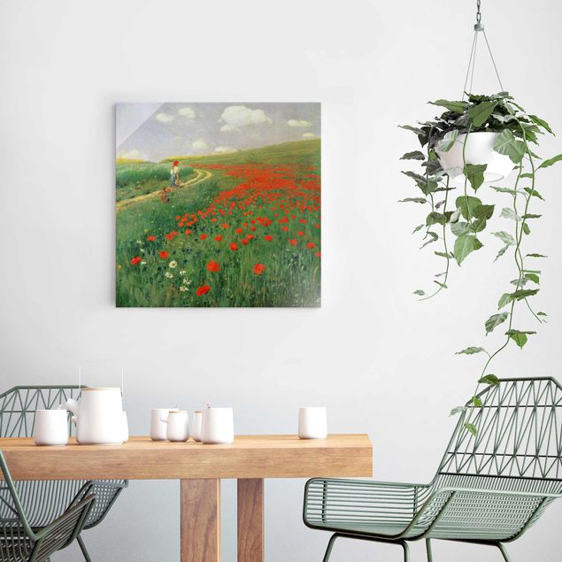 Magnettafel Glas Pál Szinyei-Merse - Summer Landscape With A Blossoming Poppy