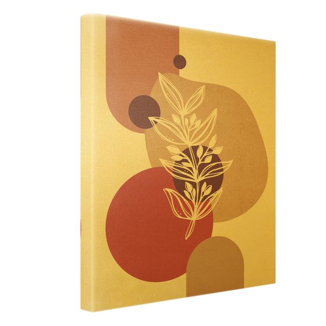 Canvas print gold - Geometrical Shapes - Leaves Pink Gold