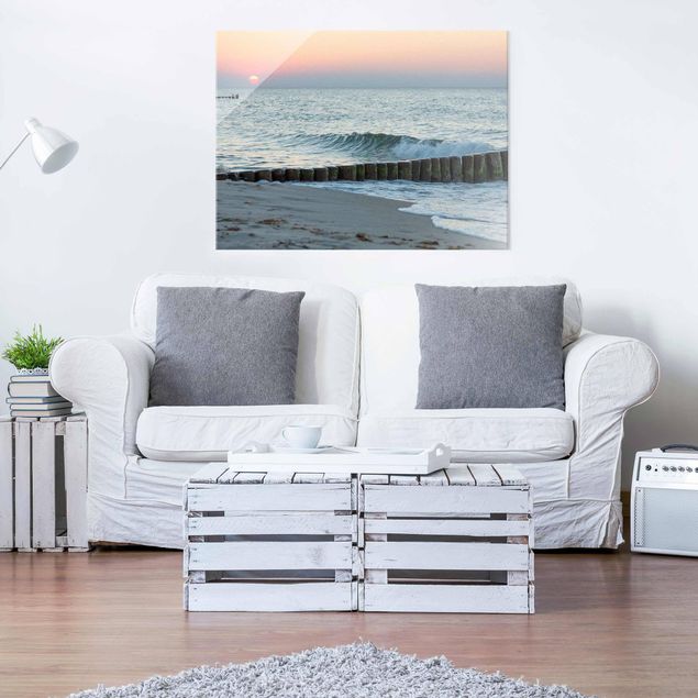Glass print - Sunset At The Beach