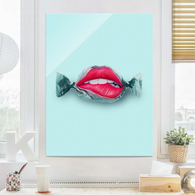Glas Magnettafel Candy With Lips