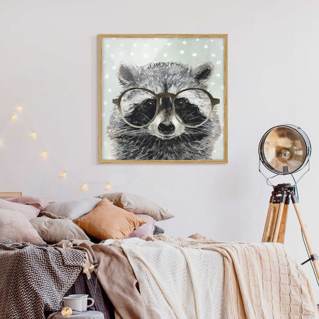 Framed poster - Animals With Glasses - Raccoon