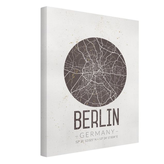 Print on canvas - City Map Berlin - Retro