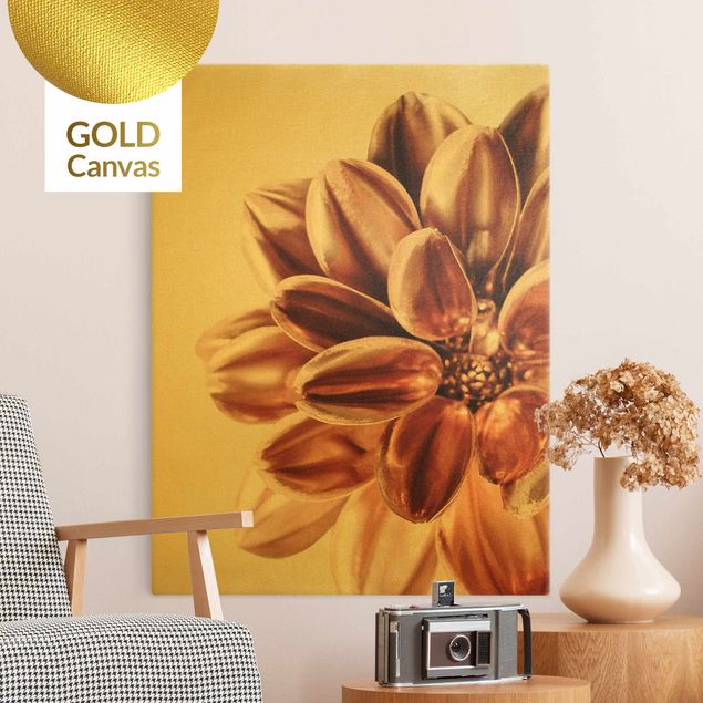 Canvas print gold - Dahlia In Copper Gold