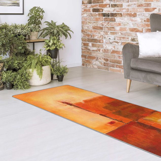 large floor mat Abstract Orange Brown