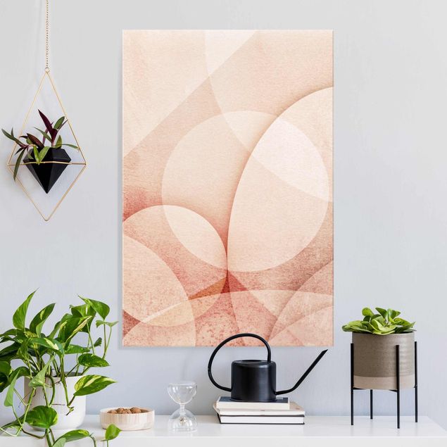 Glas Magnetboard Abstract Graphics In Peach-Colour
