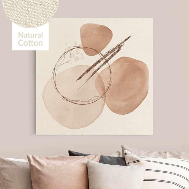Natural canvas print - Abstract Composition Copper Stones  - Square 1:1