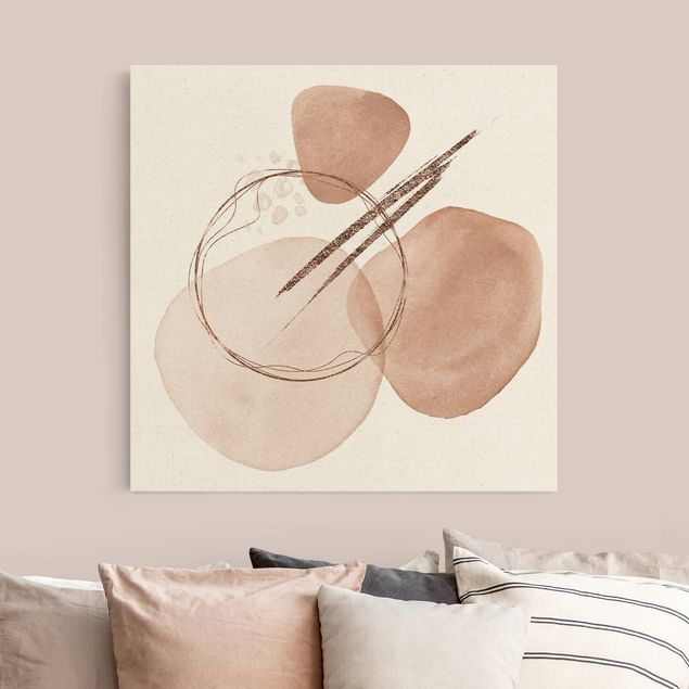 Natural canvas print - Abstract Composition Copper Stones  - Square 1:1