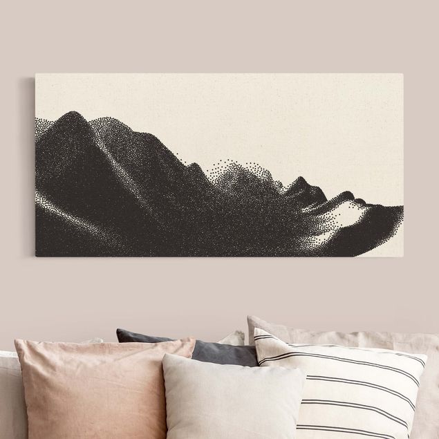Natural canvas print - Abstract Landscape Of Dots Alps - Landscape format 2:1
