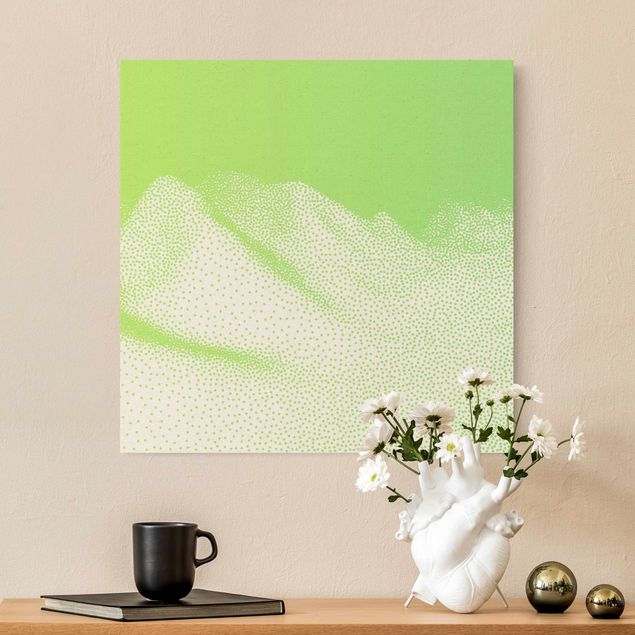 Natural canvas print - Abstract Landscape Of Dots Mountain Range Of Meadows - Square 1:1