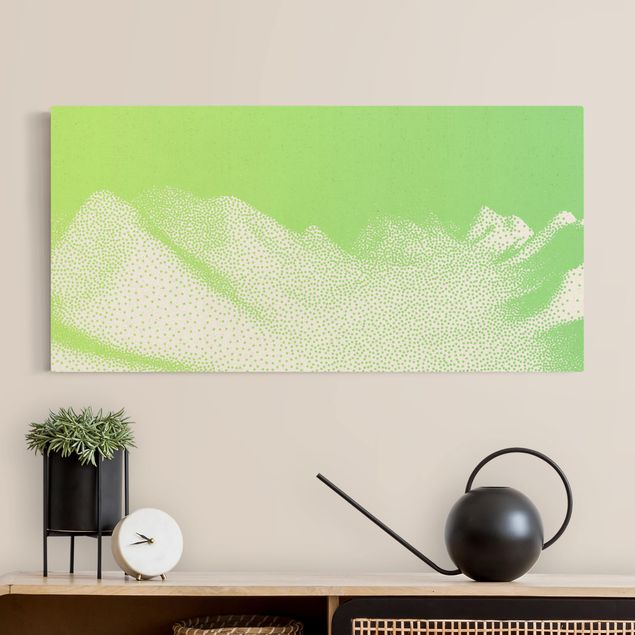 Natural canvas print - Abstract Landscape Of Dots Mountain Range Of Meadows - Landscape format 2:1