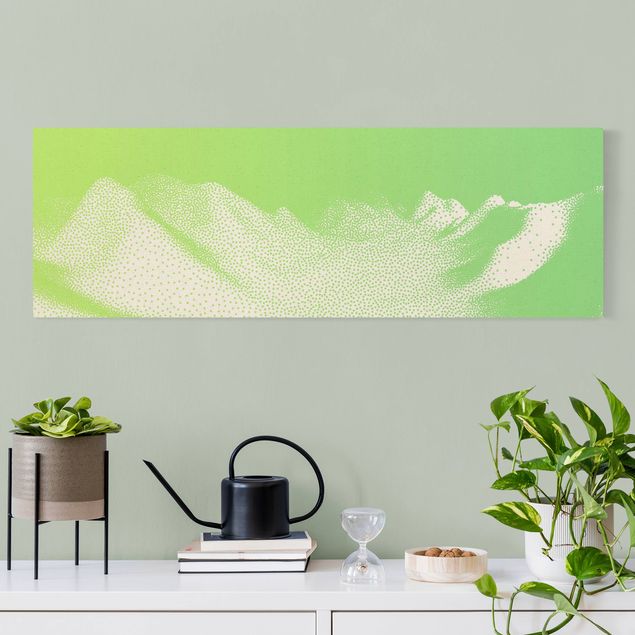 Natural canvas print - Abstract Landscape Of Dots Mountain Range Of Meadows - Panorama 3:1