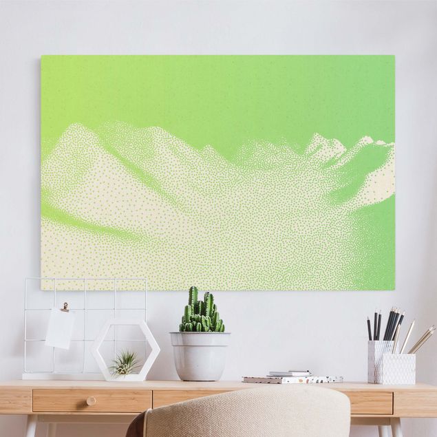Natural canvas print - Abstract Landscape Of Dots Mountain Range Of Meadows - Landscape format 3:2