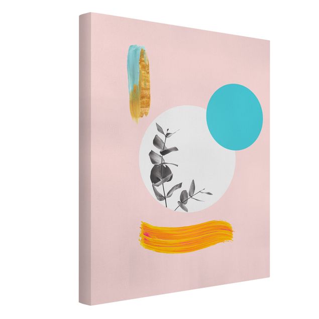 Canvas print - Abstract Pastel With Leaves And Dots