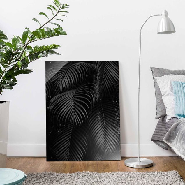 Glass print - Black Palm Fronds