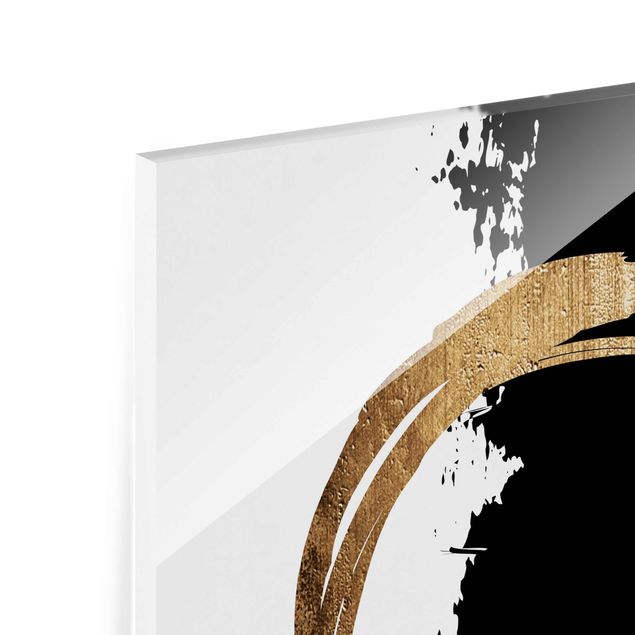Glass print - Abstract Shapes - Gold And Black