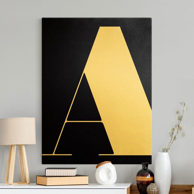 Canvas print gold - Antiqua Letter A Black