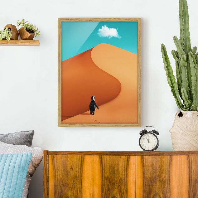 Framed poster - Desert With Penguin