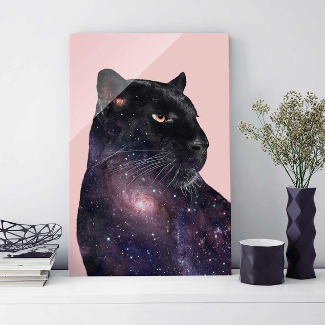 Glass print - Panther With Galaxy