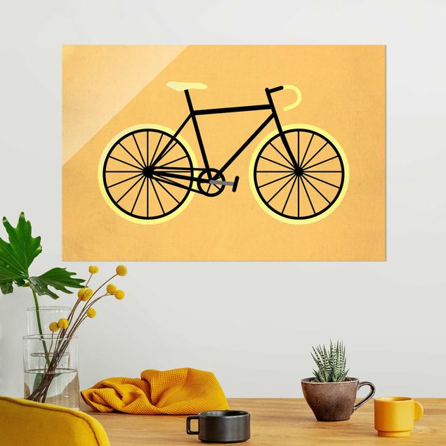 Glas Magnetboard Bicycle In Yellow