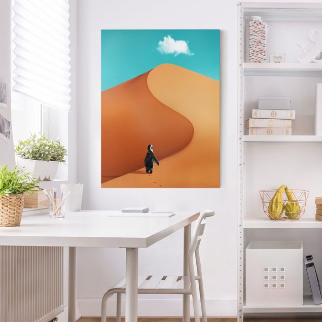 Print on canvas - Desert With Penguin