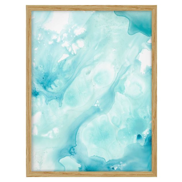 Framed poster - Emulsion In White And Turquoise I