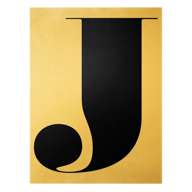 Canvas print gold - Antiqua Letter J