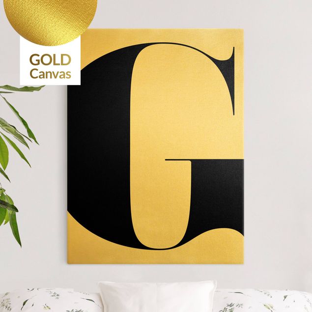 Canvas print gold - Antiqua Letter G