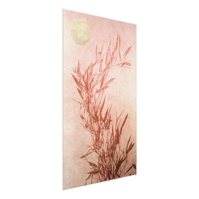 Glass print - Golden Sun Pink Bamboo