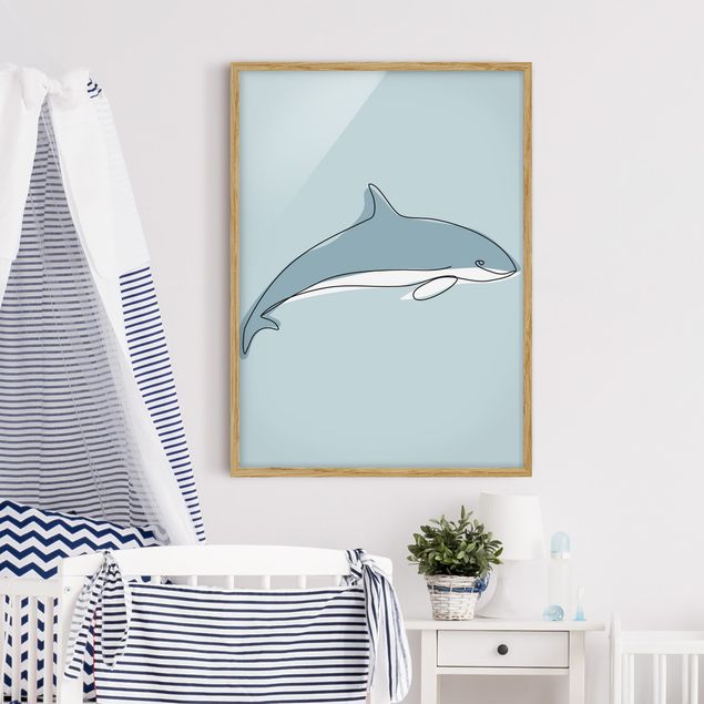 Framed poster - Dolphin Line Art