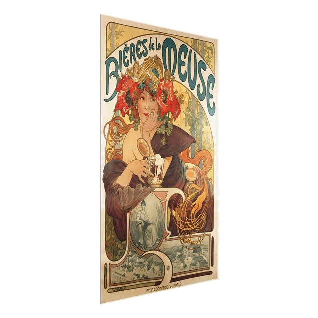 Glass print - Alfons Mucha - Poster For La Meuse Beer