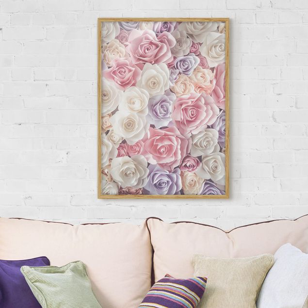 Framed poster - Pastel Paper Art Roses
