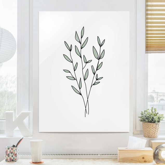 Glass print - Branches Line Art