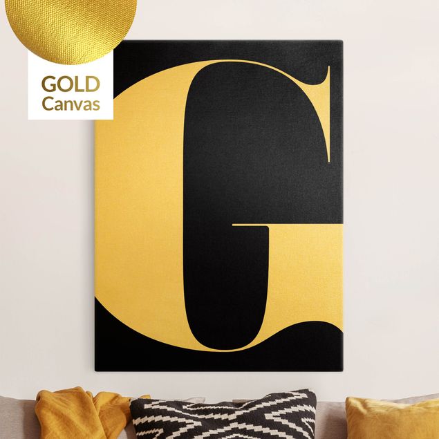 Canvas print gold - Antiqua Letter G Black