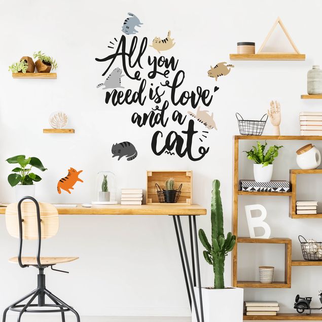 Wall stickers love All You Need Is Love And A Cat