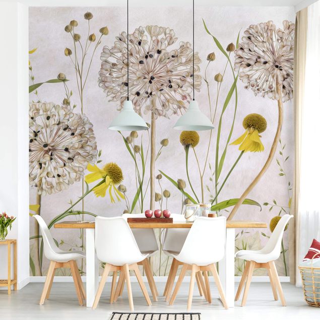 Wallpaper - Allium And Helenium Illustration