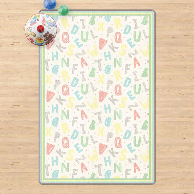 pastel area rug Alphabet In Pastel Colours With Frame